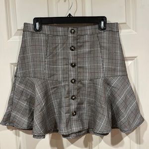 Francesca’s Gray Plaid Mini Skirt, Size L
